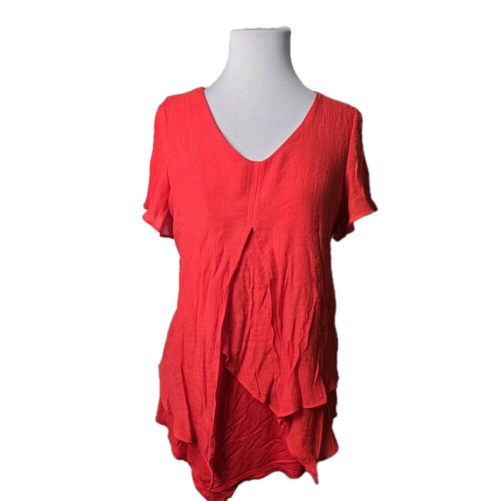 ALYX Red Gauzy Jersey Layered‎ Slit Sleeve Top Large L
